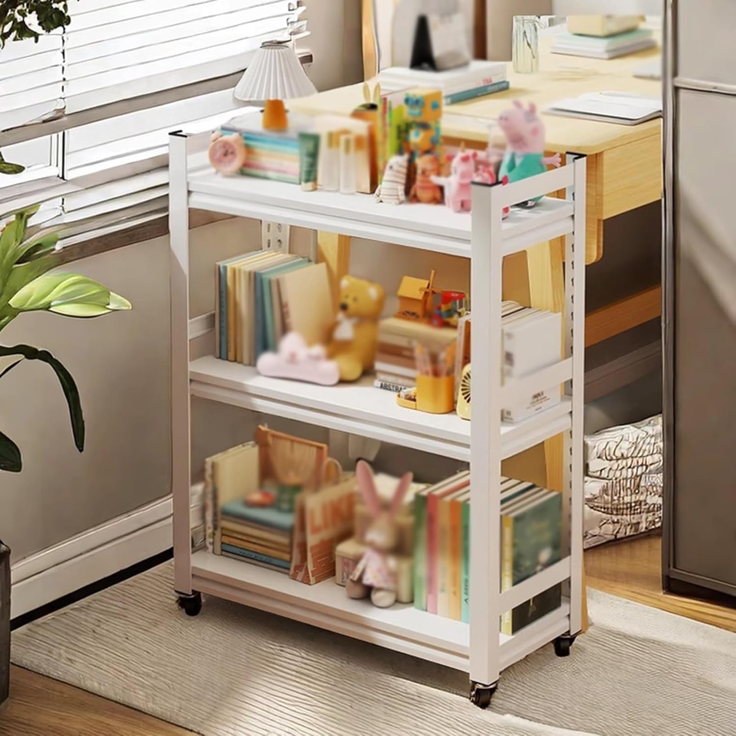 5 Cube Bookshelf, 5 Layer Display Bookcase Storage Rack,Simple Bookshelf with Wheels, Suitable for Living Room,Children's Room,Reading Corner(Black,70X30X160cm) (Black 50X30X160cm)