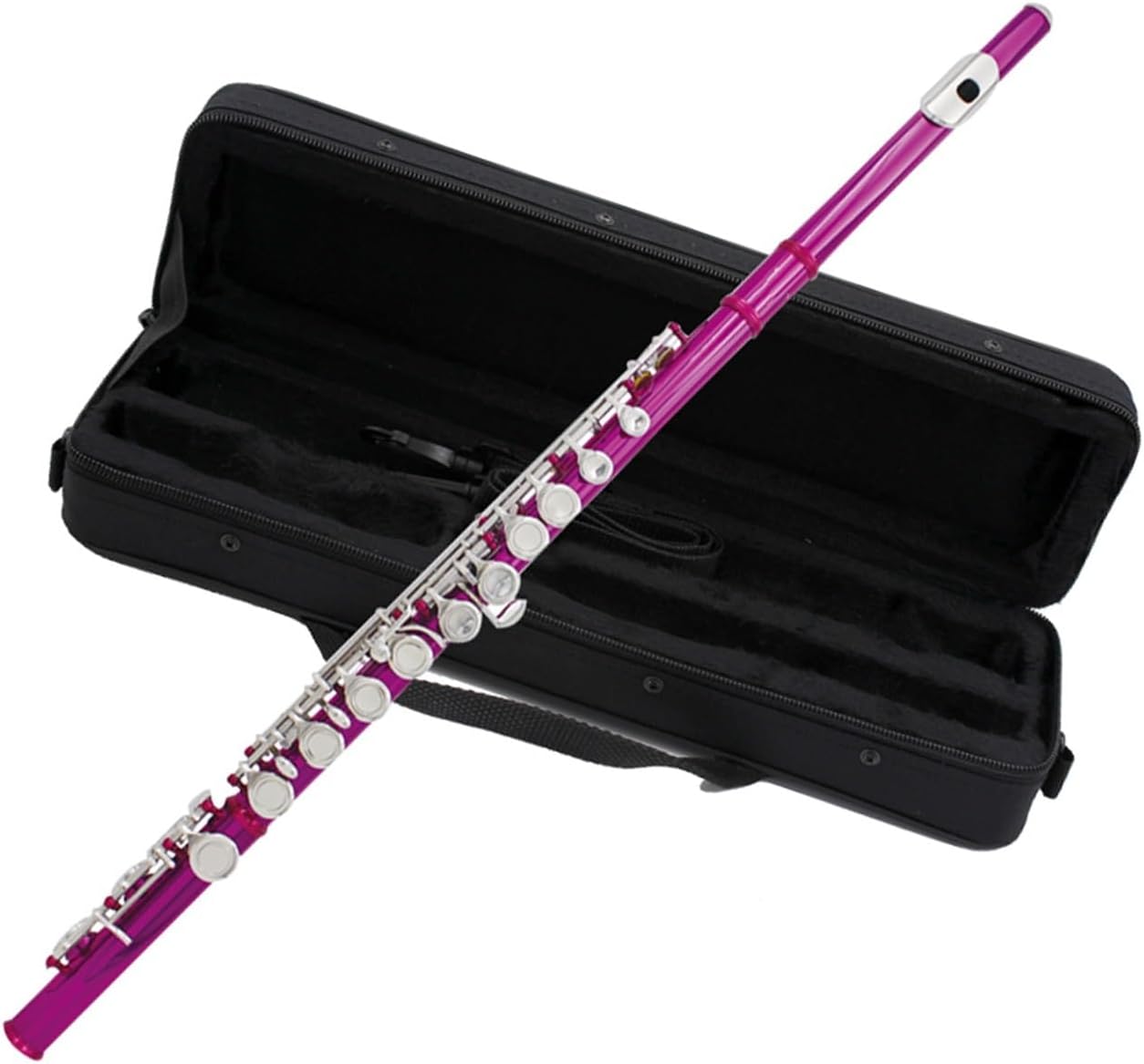 Flute 16 Hole C Flute Silver Plated Flute W/E Woodwind Flutes Musical Instruments (Color : Rose Pink)