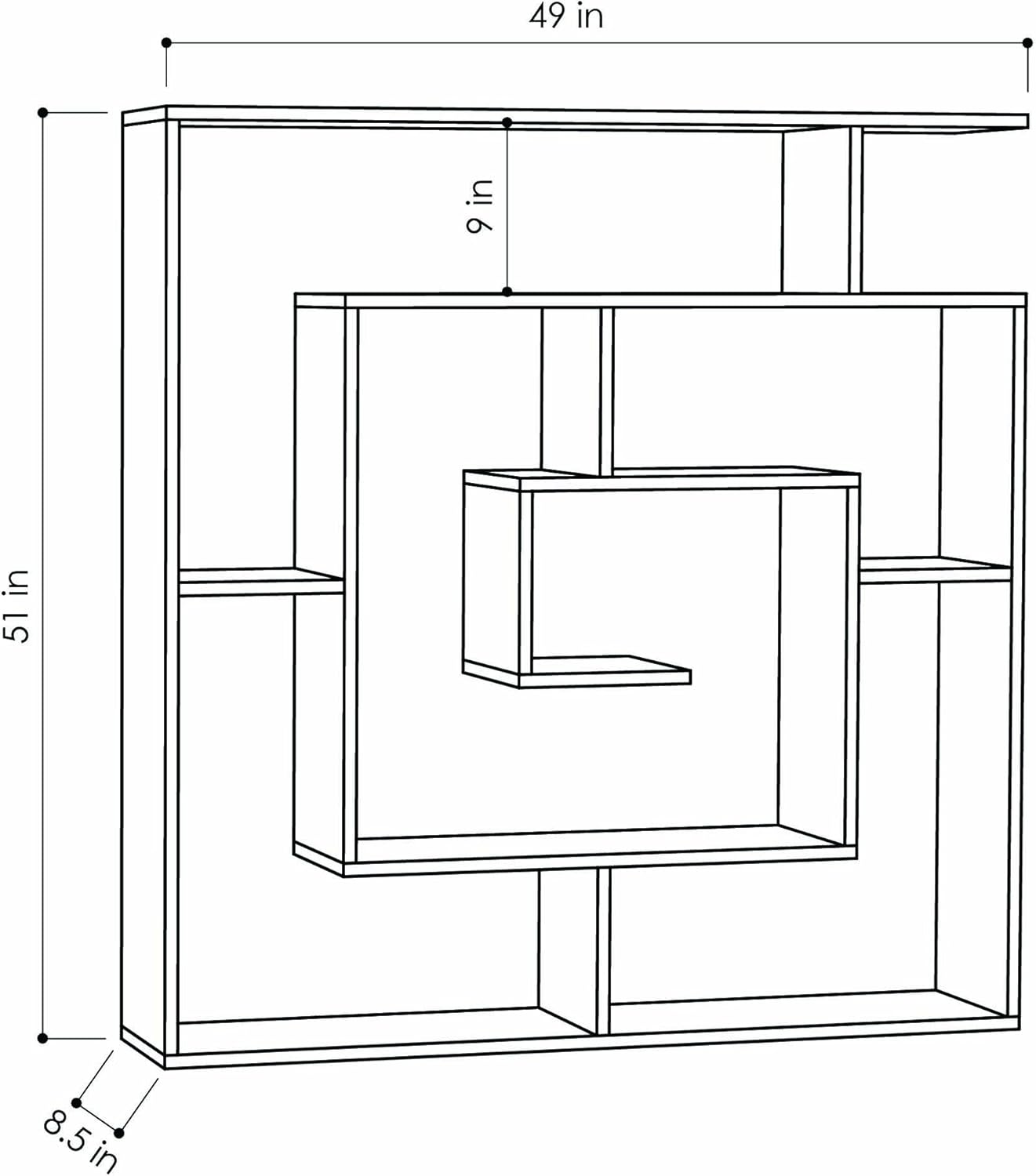 Ada Home Décor Briscoe Bookcase, 49'' x 51'' x 8.5'', White