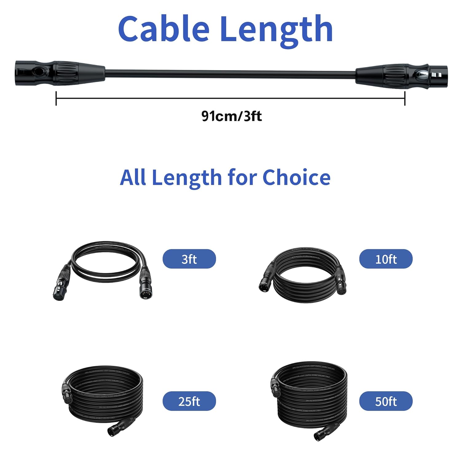 SMALL-EYE 5 Pin DMX Cable 3 ft 8 Pack – 4-Core Male to Female Stage Lighting DMX512 Cable (3')