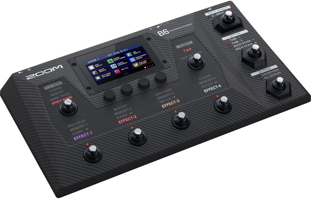 Zoom B6 Bass Multi-Effects Processor with 2-in/2-out USB Audio Interface for Electric Bass Bundle with MDR-7506 Headphones