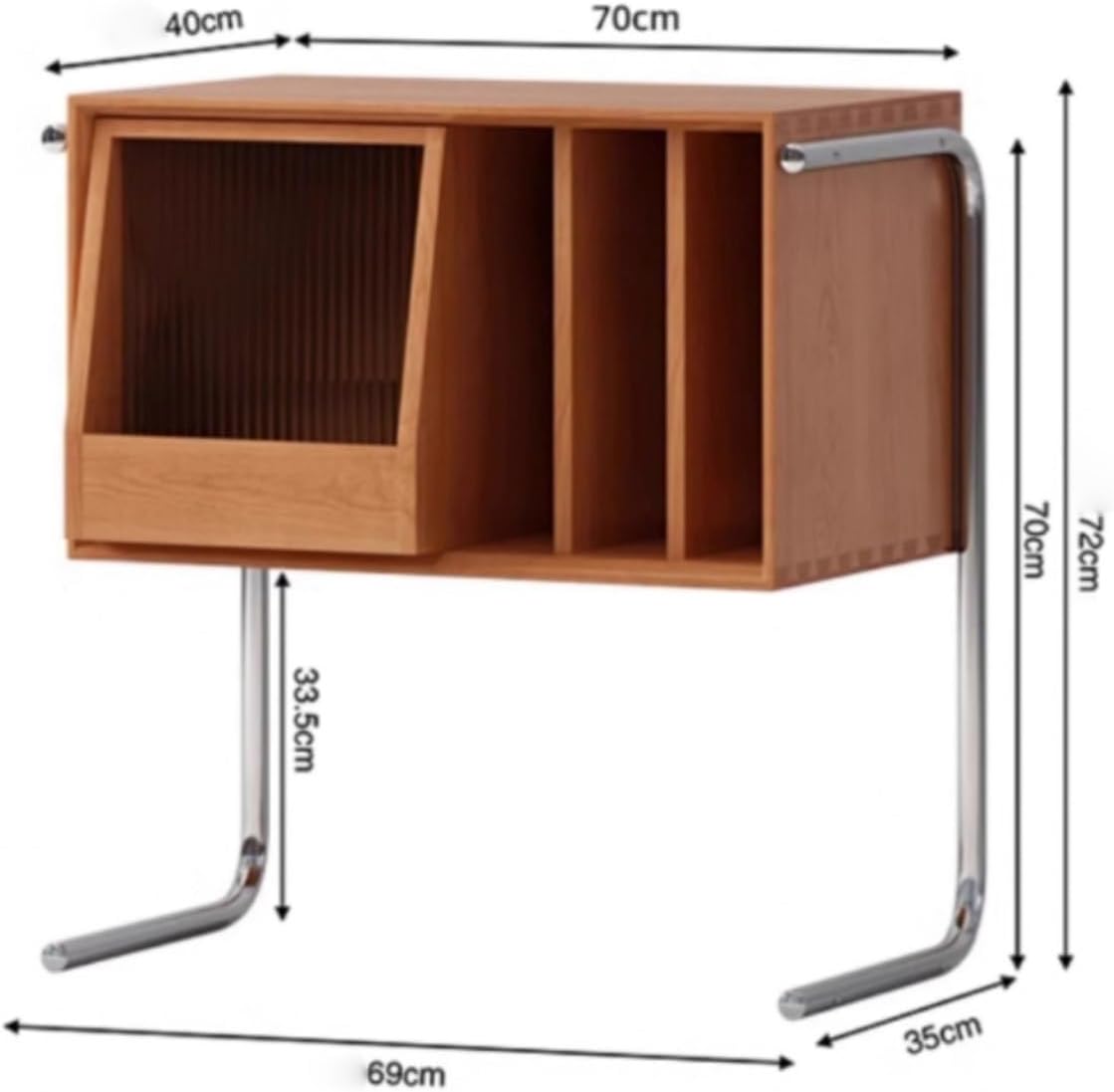 CD Record Storage Rack Simple European solid wood storage cabinet suspended side cabinet record cabinet pine bookcase storage rack simple bedside table living room side table Record Stand(D)