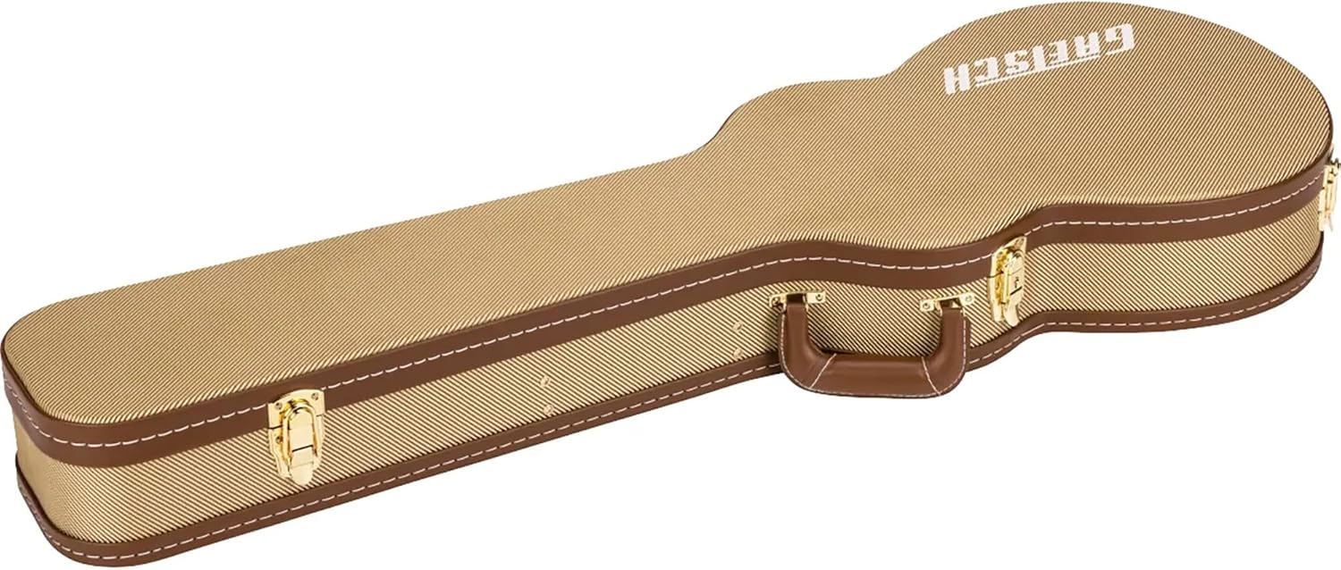 Gretsch Tweed Hardshell Case for Baritone Bass Guitar Bundle with Cable, Strap, and Picks
