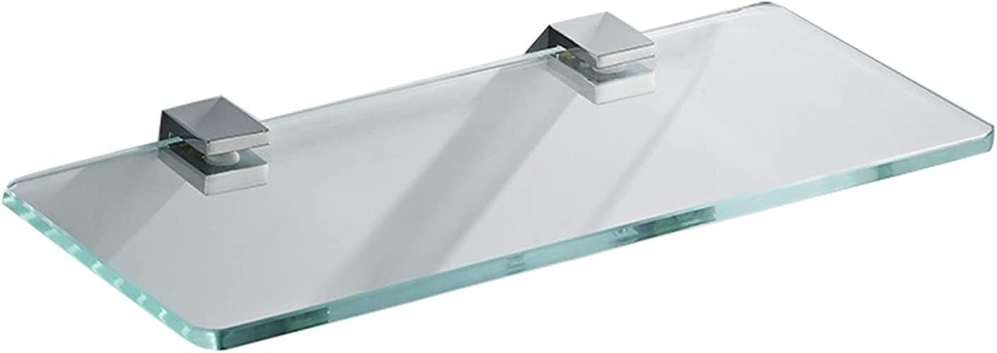 IOCCIOBB Bathroom Glass Shelf 20-Inch Glass Shelf Bathroom Storage Organizer Shelf, with 8 MM-Thick Tempered Glass Metal Bracket Wall Mount Rectangular (Color : Style1)