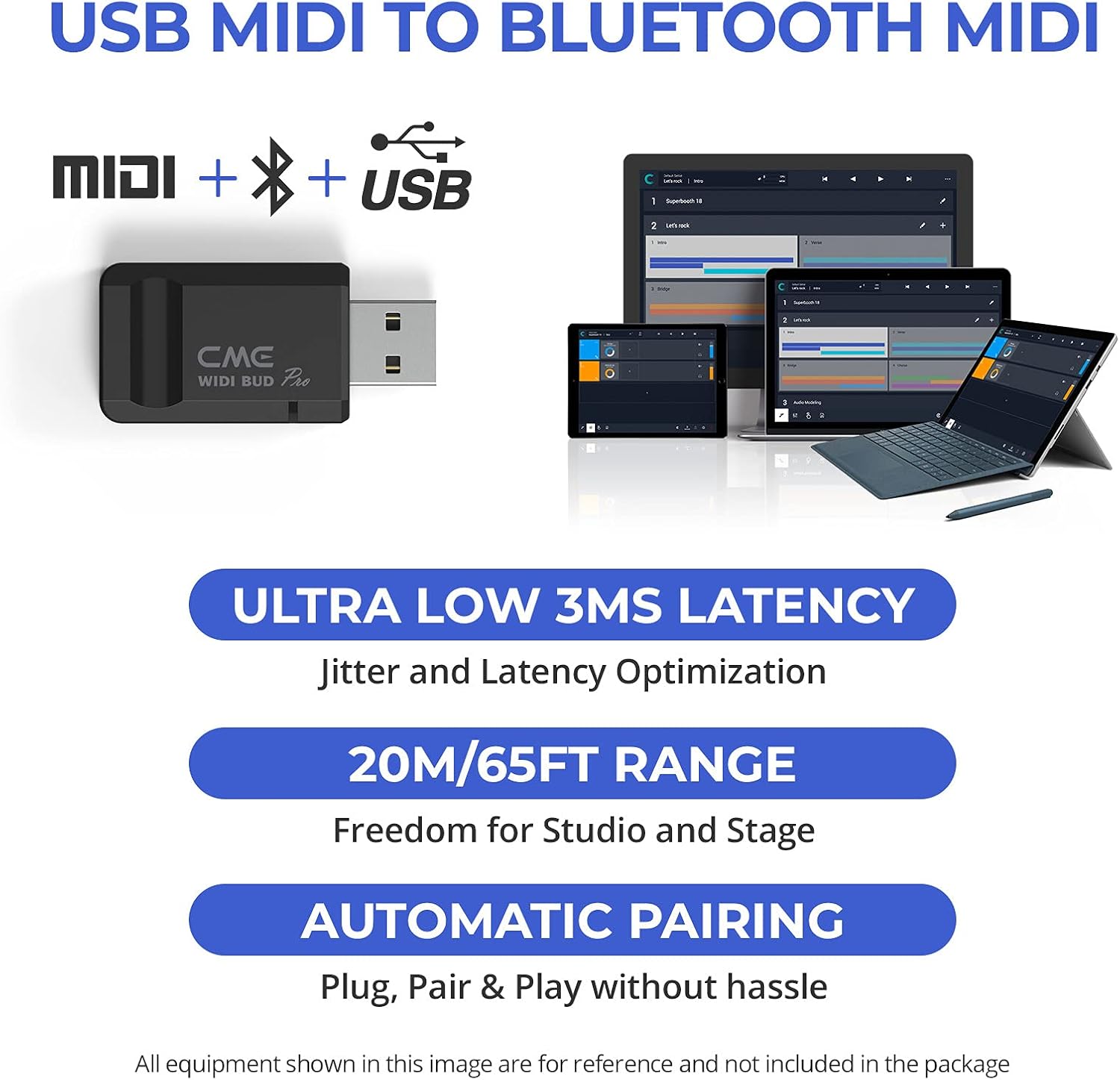 CME WIDI Master + WIDI Bud Pro Pack - Connect MIDI devices with your PC, Laptop, Smart Device - Ultra-low 3ms Latency Premium Bluetooth MIDI