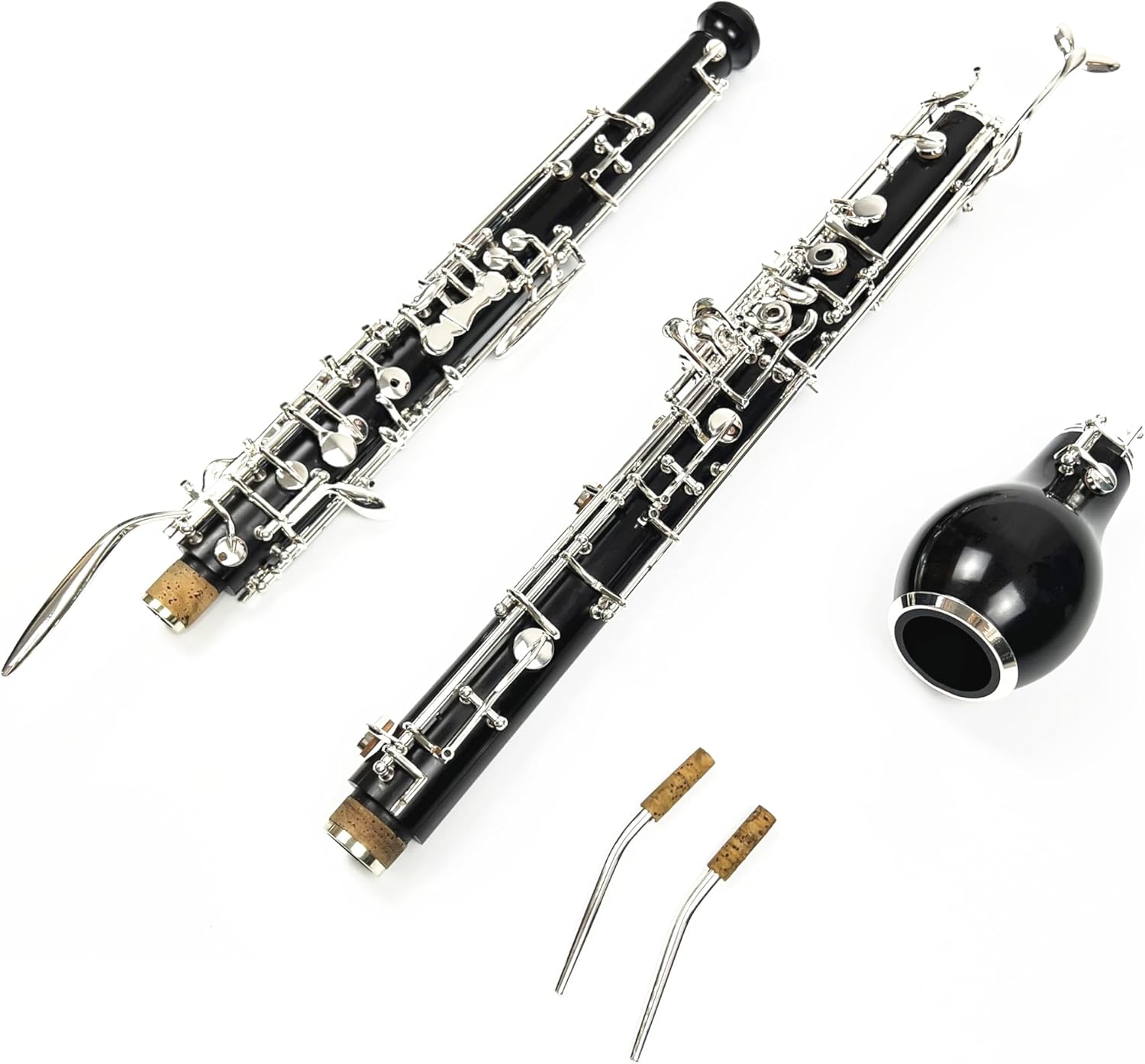 Professional English Horn ebony wood Alto Oboe F Key Silver plated Keys Woodwind cloth plush velvet lined with Gloves Case