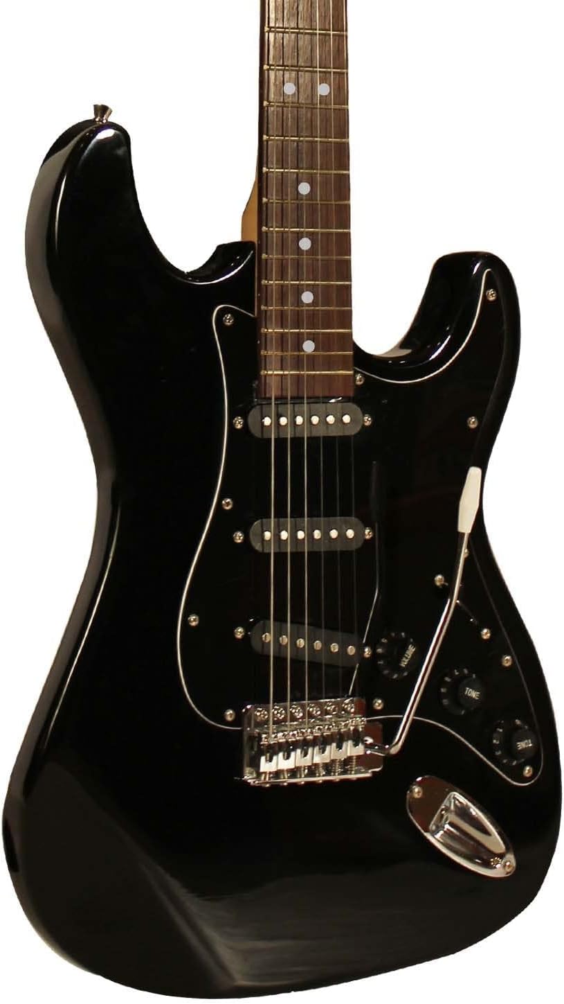 Sawtooth Black ES Series Electric Guitar w/Black Pickguard - Includes: Accessories, Amp & Gig Bag
