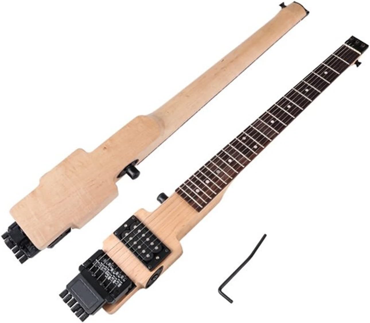 ZUZU New Headless Travel Silent Electric Guitar Unfinished Guitar Neck (Color : Brown)