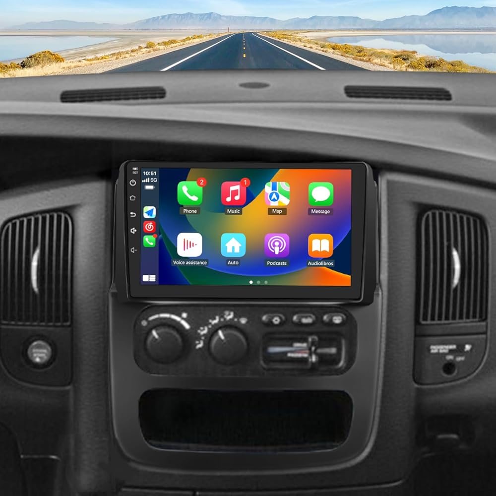 Android 13 Car Radio for Dodge RAM 2002-2005 1500 2500 3500, [2GB+64GB] 9 Inch Touch Screen Car Stereo with Wireless Carplay Android Auto GPS WiFi FM Bluetooth DSP