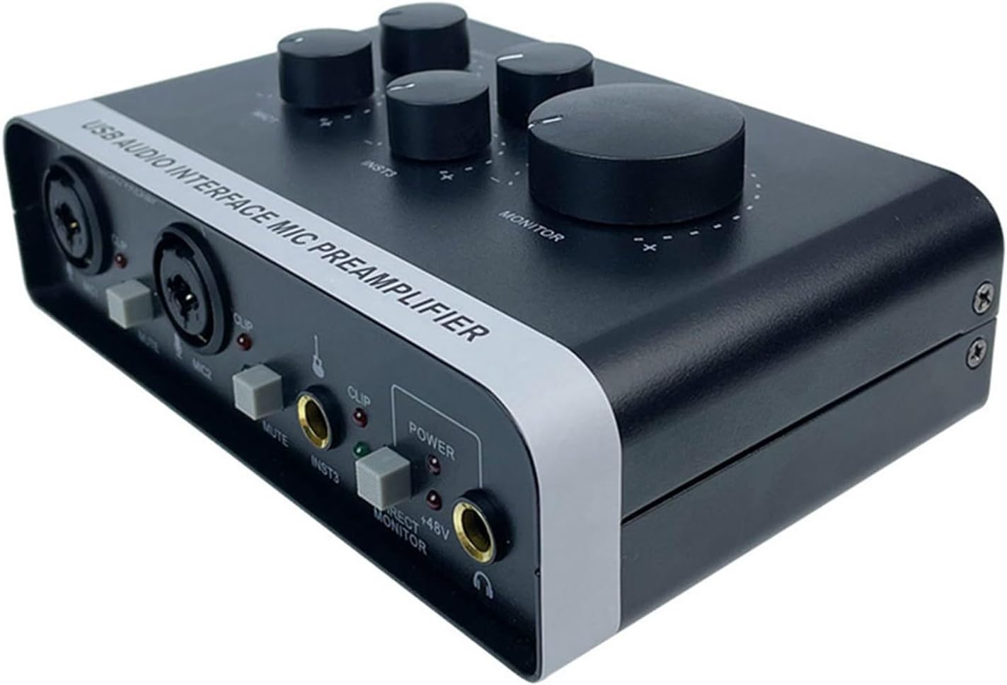 Generic USB Sound Interface, Professional Sound Mixer Mic Preamplifier with XLR 1/4in Jack, Real Time Monitoring Plug and Play for PC Recording Podcasting