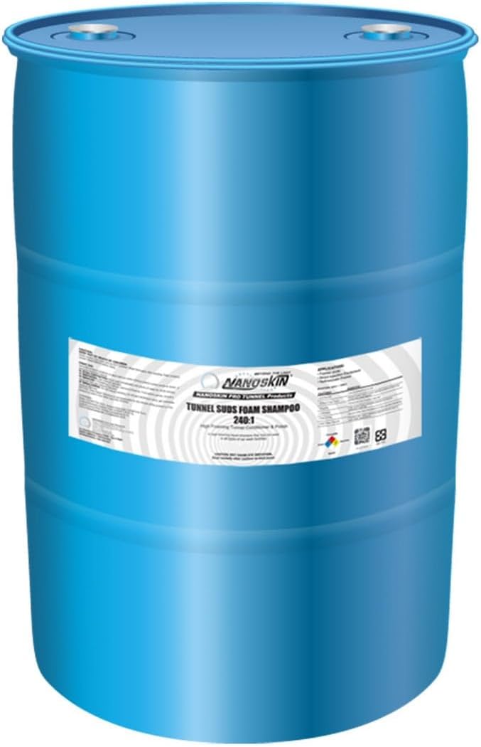 Nanoskin Tunnel Suds High-Foaming Shampoo – 55 Gallons, 240:1 Dilution, Concentrated High-Foaming Soap for Car Wash Tunnels, Automatic Wash Systems, and Foam Cannons