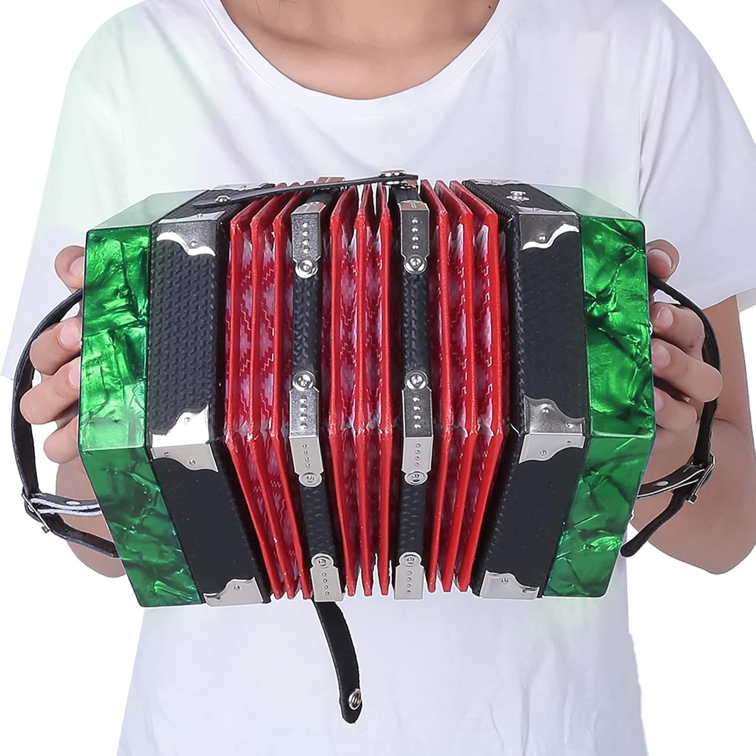 Gaeirt Professional Concertina concertina for beginners 20 Buttons Accordion with Strap and Carrying Bag Beginner Musical Instrument for Daily Practice Stage Accordions