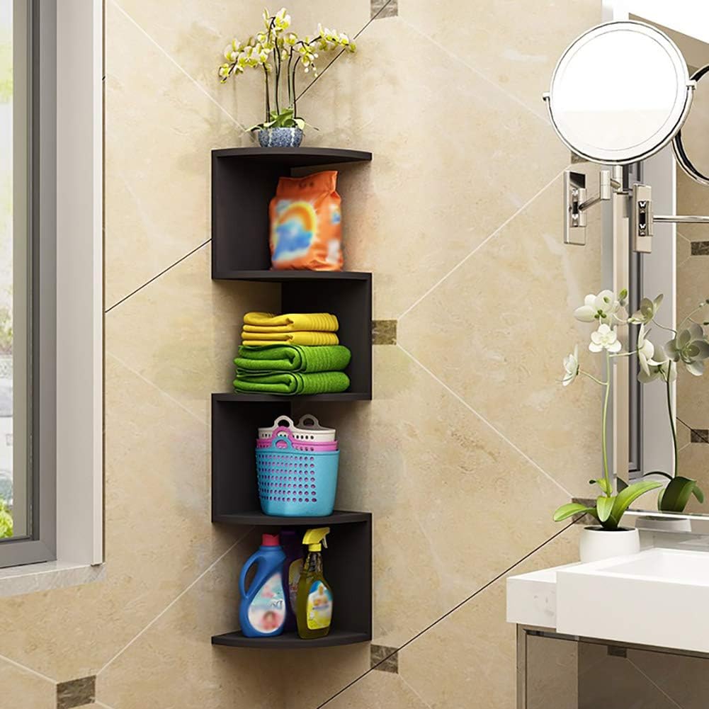 Decorative Corner Shelf, 5 Tier Wood Floating Wall Shelf Wall Mount Bookshelf Spice Rack for Kitchen Bathroom-b 20cm(8inch) (B 20cm(8inch))