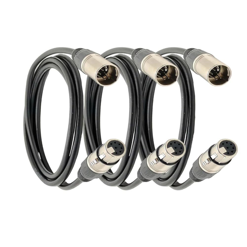 3 Packs 7 Pin XLR Microphone Cable, XLR Connector, Balanced Male to Female Mic Audio Cable for Microphone and Audio Interface(3 Meter/10Ft)