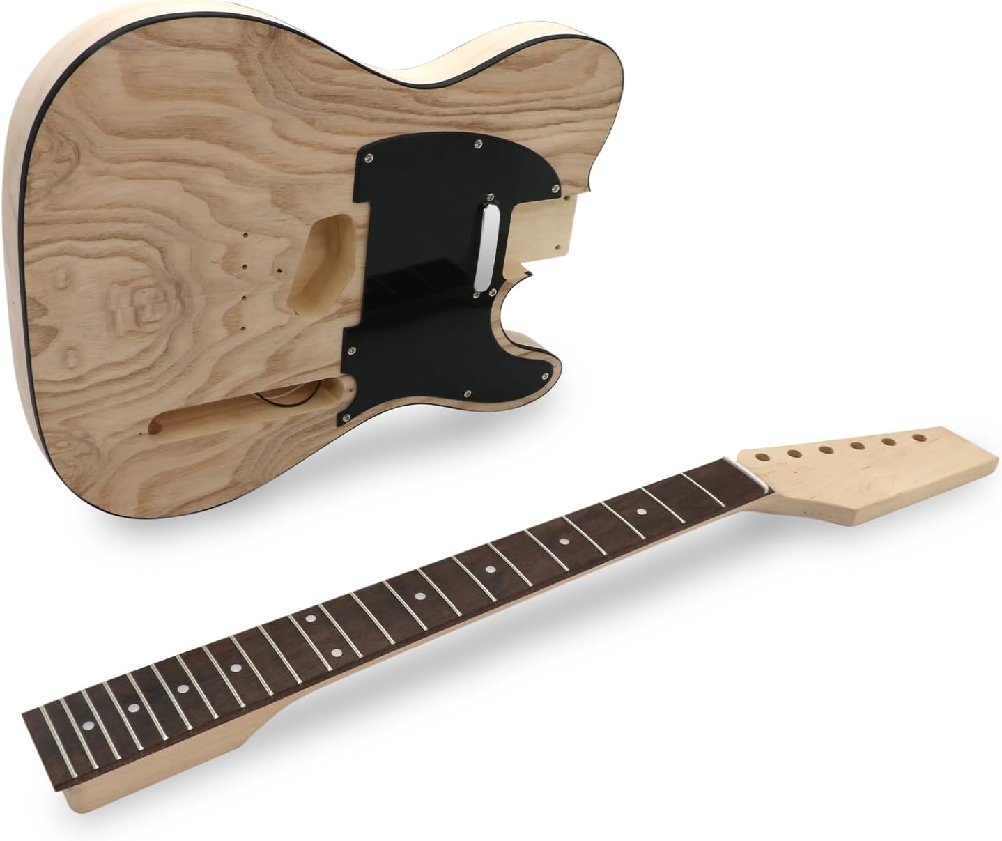 DIY Electric Guitar Kit Beginner Kit TL Style 6 String Right Handed Basswood Body with Ash Burl Top Hard Maple Neck Rosewood Fretboard Chrome Hardware Build Your Own Guitar.