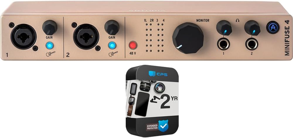 Arturia 800123 MiniFuse 4 USB-C Audio Interface Champagne Bundle with CPS Exclusive 26 Month Protection Pack (BEACH-CPS-26M500ATV)