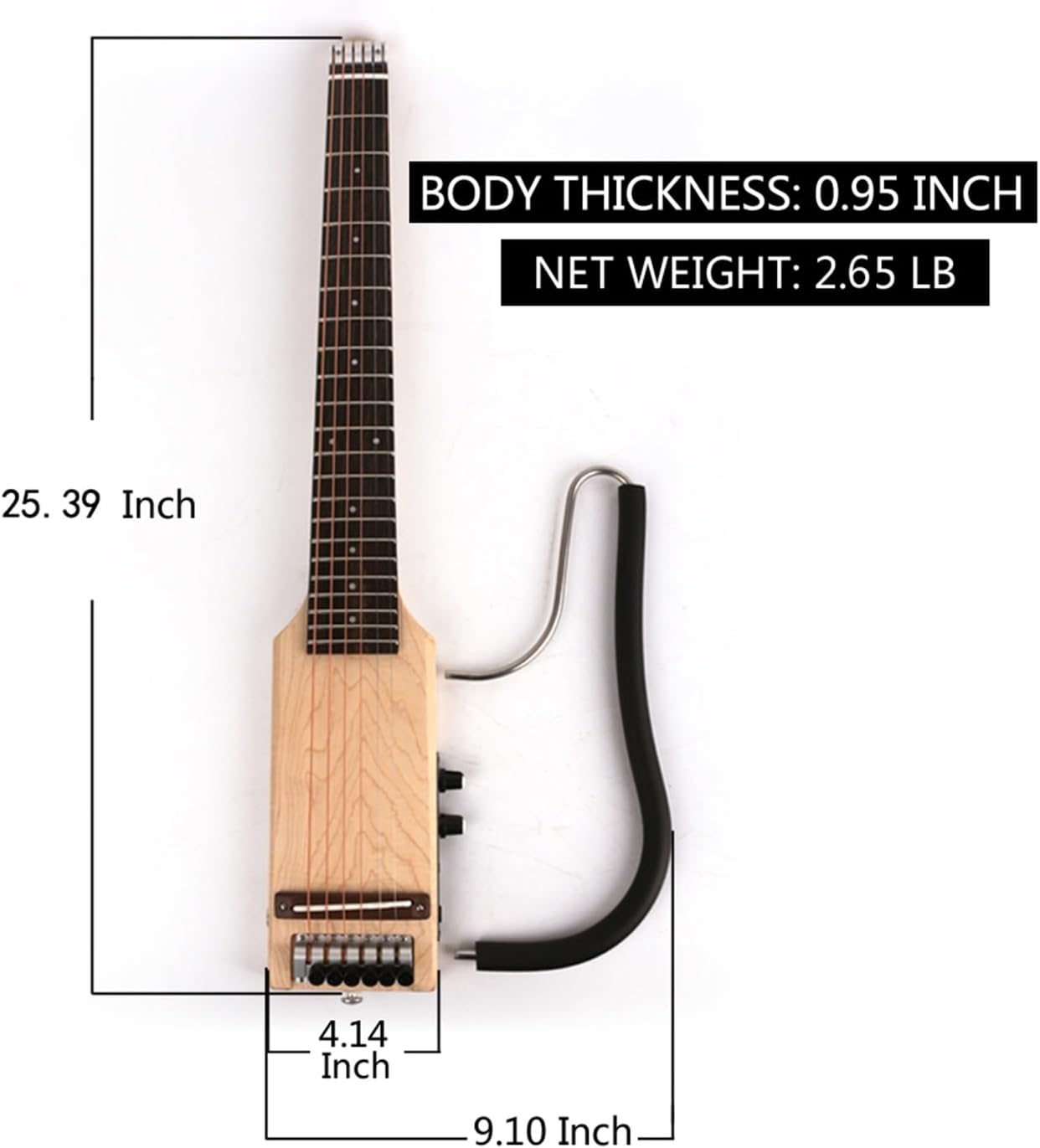 Ultra Short Headless Silent Portable Travel Electric Guitar Maple Body Rosewood Fingerboard Professional Headless Guitar (Color : 01)