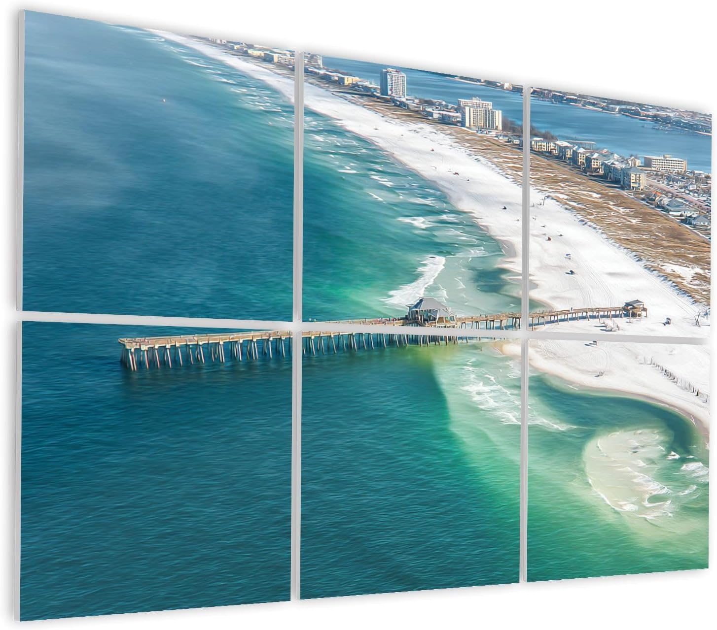 6 Pack Art Acoustic Panels Self Adhesive Pensacola Beach Aerial Decorative Soundproof Wall Panels Sound Absorbing Panel 48