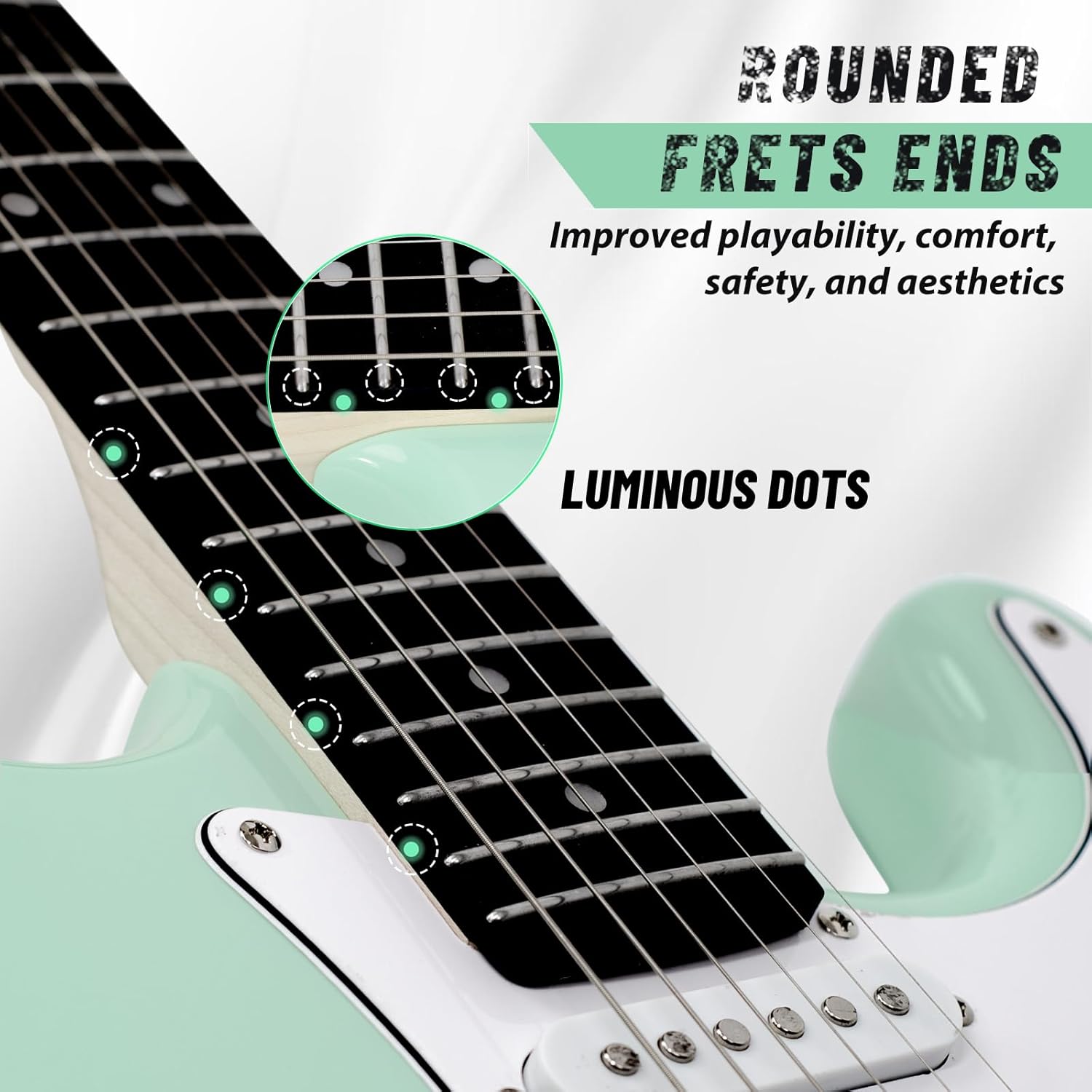 Tostar Beginner Electric Guitar with Amp Full Size Kit 6 String HSS Pickup with Gig Bag,Capo,Tremolo,Tuner, Strap, Picks Surf Green Electric Guitars Stratocaster 39