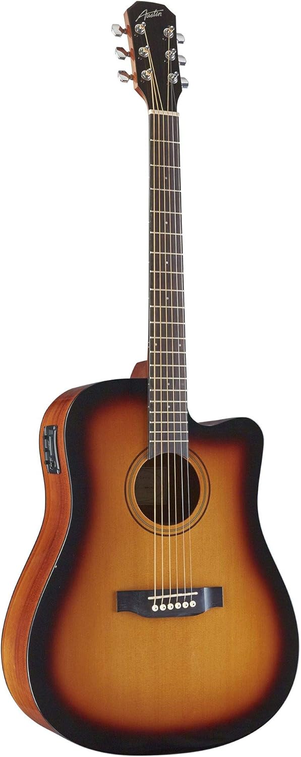 Austin Guitars 6 String Acoustic Bass Guitar, Right (AA25DSECSB)