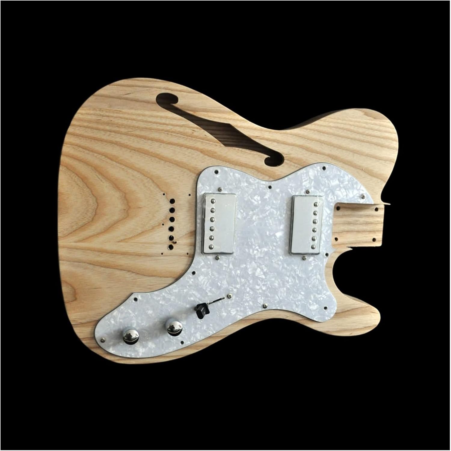 DIY Electric Guitar Kit Guitar Semi-Hollow Ash Body with F Holes Maple Neck 21 FretsTruss Rod Adjust DIY Guitar Kit