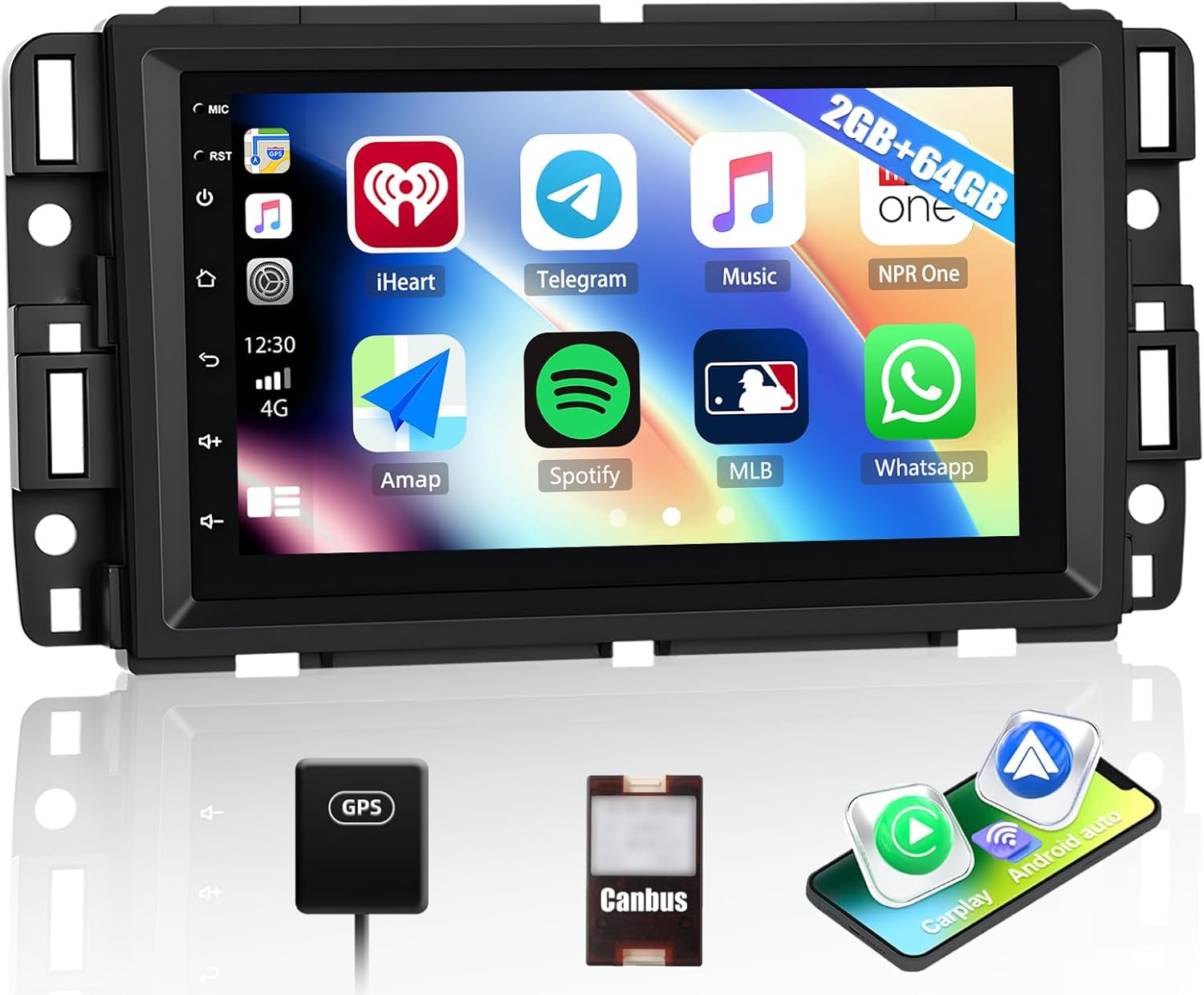 CAMECHO 2G+64G Android 13 Car Stereo for Chevy Chevrolet Silverado Tahoe GMC Sierra Yukon, Wireless CarPlay Android Auto, 7