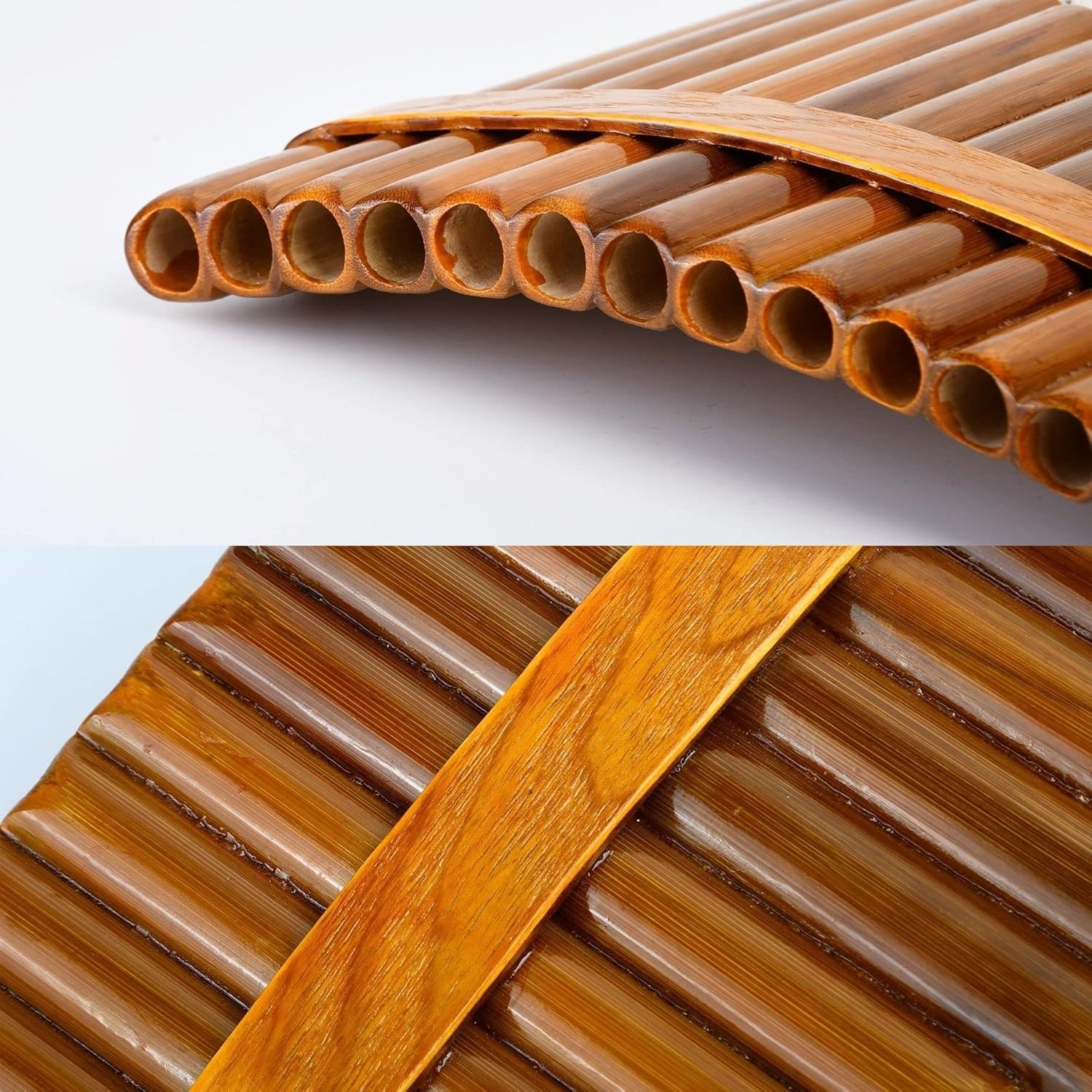 PanPipes Woodwind Instrument 15-Pipe G-Tone Bamboo Pan Flute with Hoop (Color : Left-Hand)