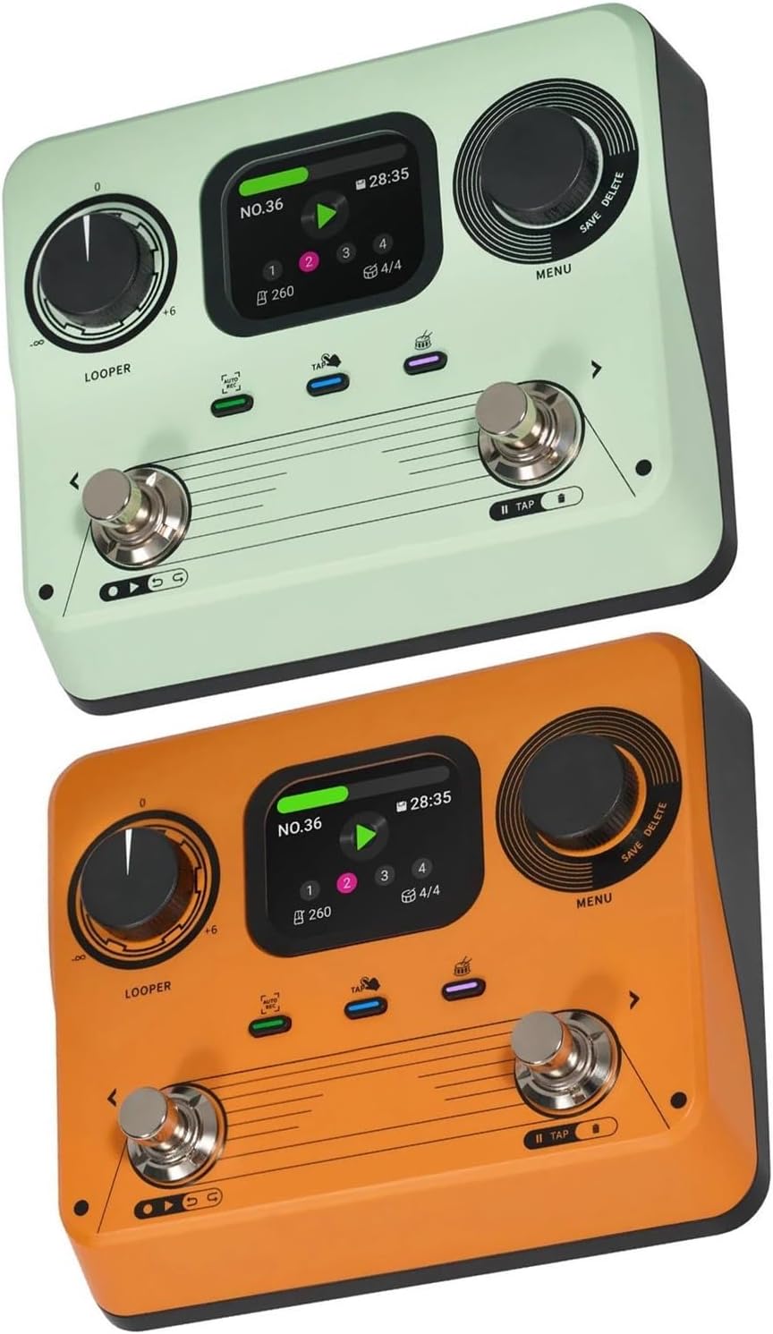 Professional Guitar Effects Pedals Drum Machine Looper Guitar Effects Pedal Dual 5 Hour Stereo Recording(Green US)