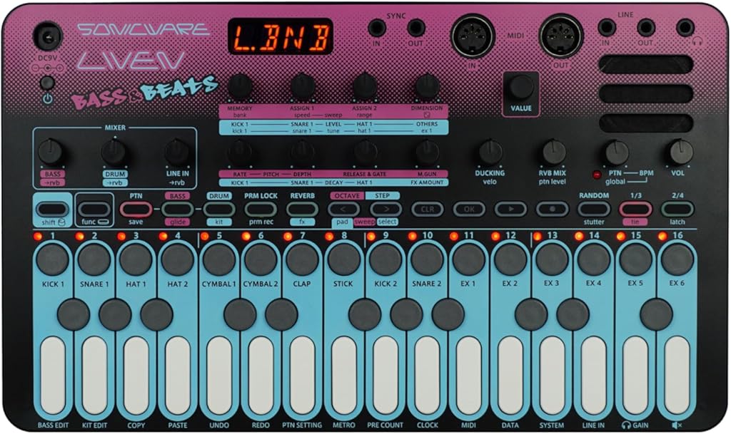 Sonicware Liven BASS&BEATS [Wavetable Bass Synthesizer and Drum Machine] Groove Box