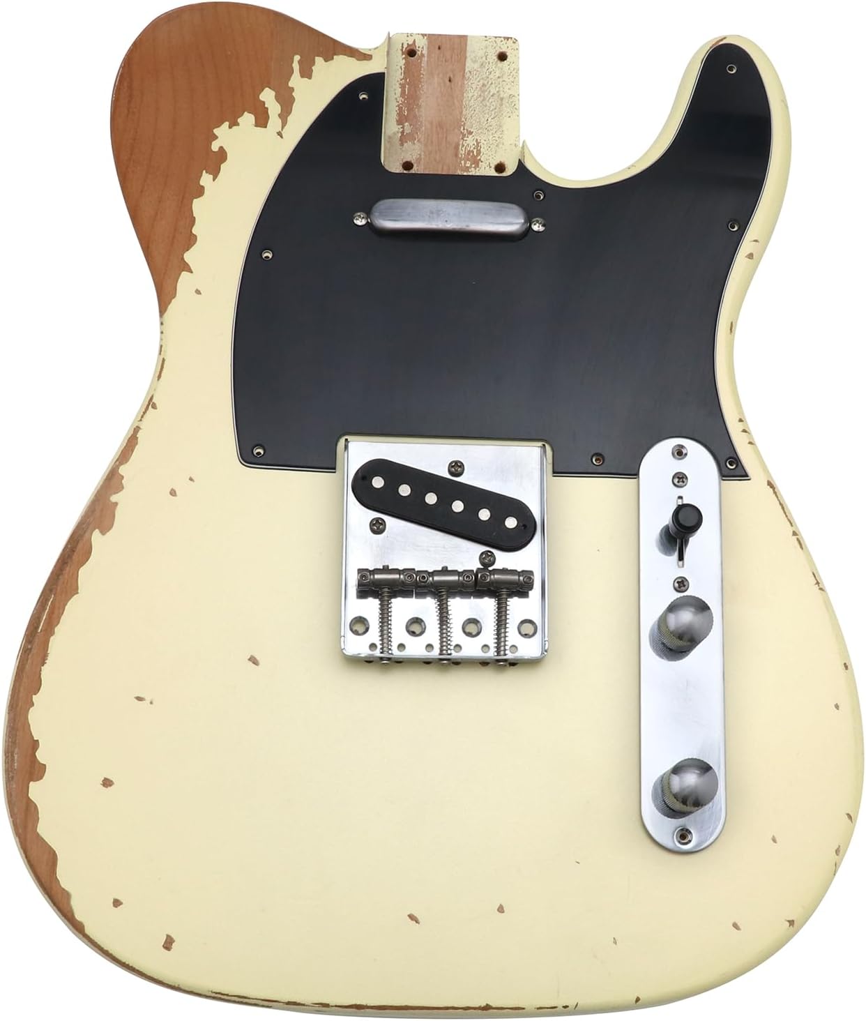 Sunsmile DIY Electric Guitar Kit TL Style Heavy Relic Aged Vintage with Alder Body Roast Maple Neck and Fingerboard S-S 6 String Build Your Own Guitar Relic Cream.