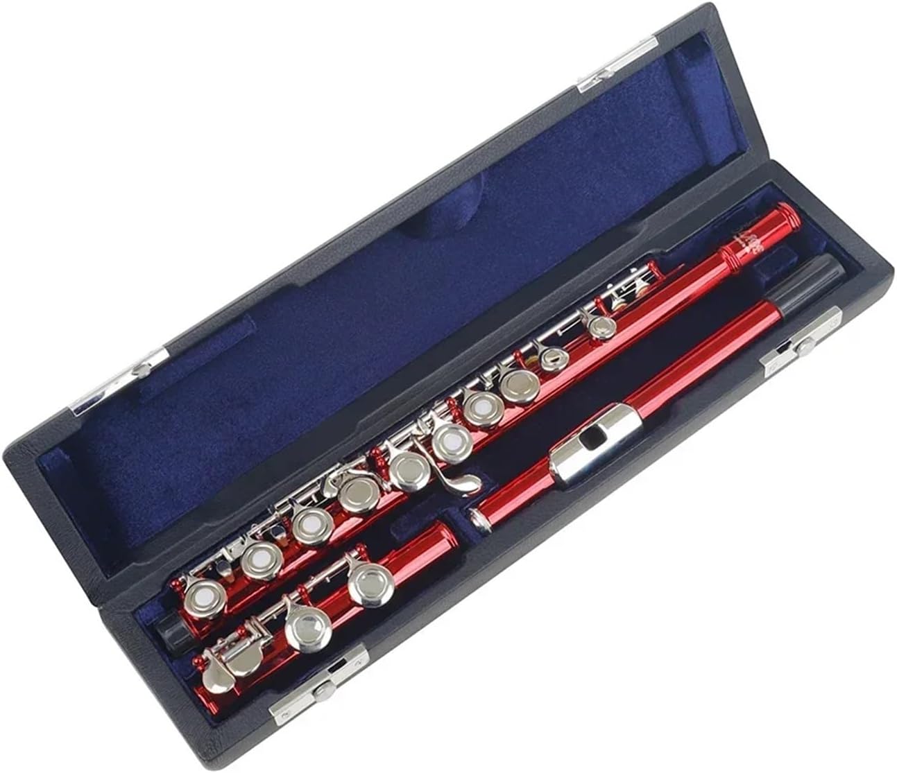 Flute Case Flute Case Portable 16 17 Holes Flute Oxford Storage Bag with Leather Case Professional Woodwind Instrument Parts Accessory for Flute(Light Grey)