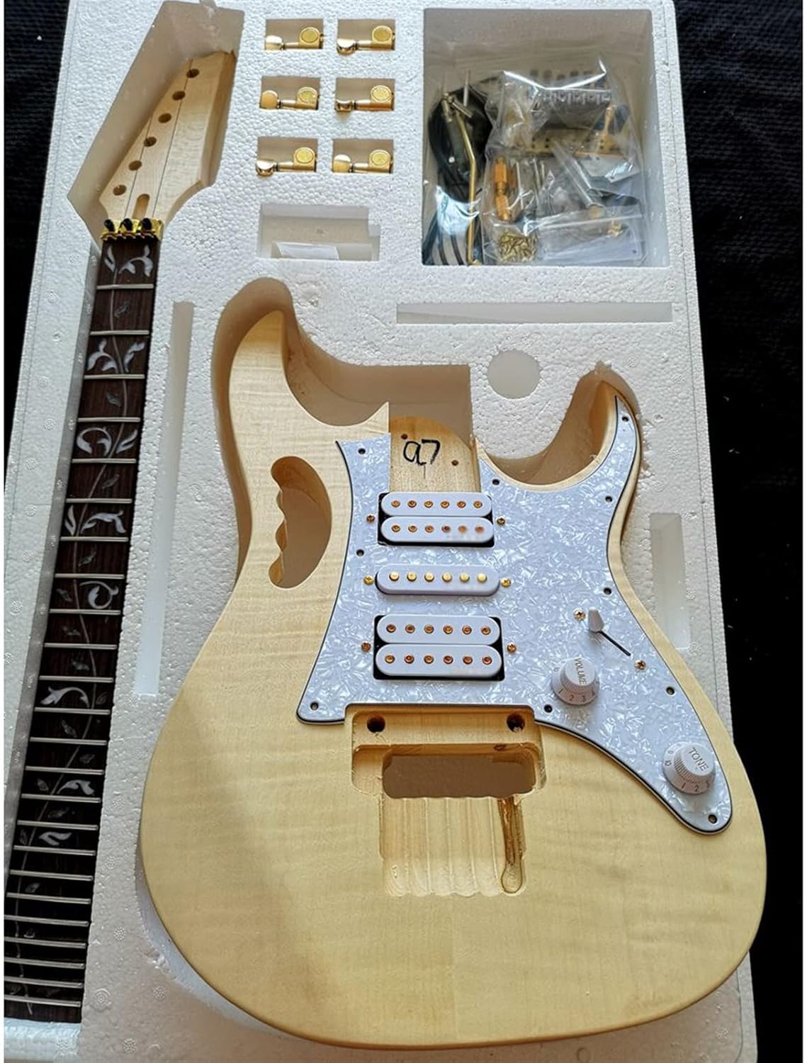 DIY Electric Guitar Kit Unfinished Guitar Body Kit Basswood Body Rosewood Fingerboard Complete Electric Guitar Building Kit