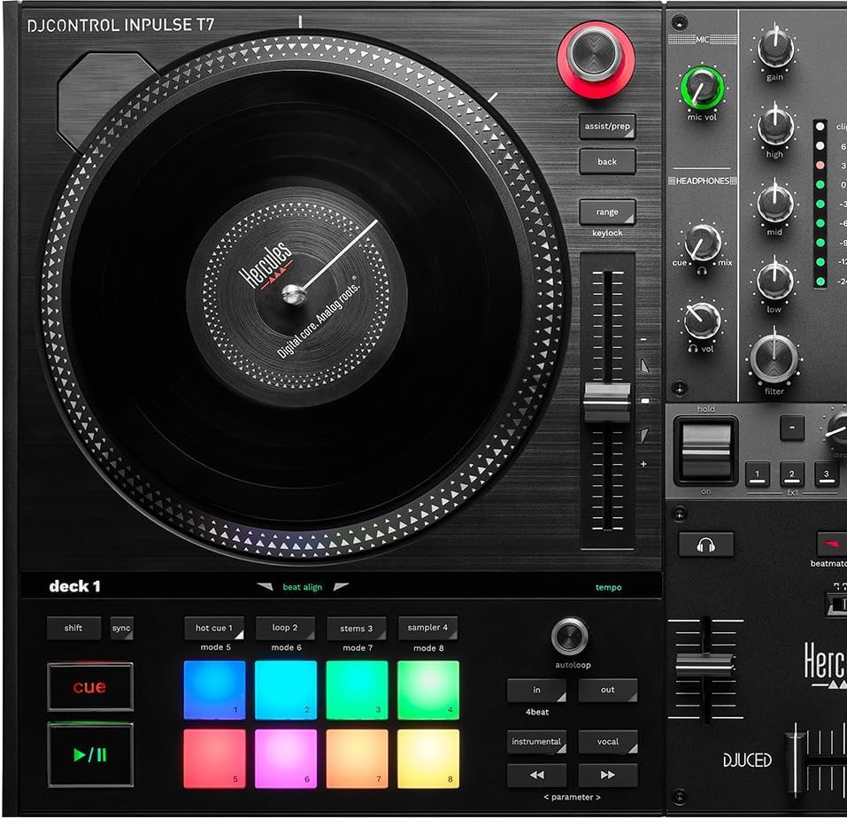 Hercules DJControl Inpulse T7, 2 Deck Motorized DJ Controller with built in STEMS Control, Serato DJ and DJUCED included