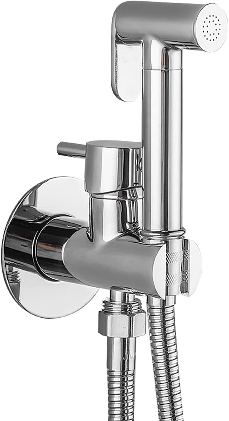 Handheld Bidet Sprayer for Toilet Wall Mounted Baby Cloth Diaper Sprayer Brass Toilet Sprayer Hot and Cold Water Handheld Sprayer Kit for Personal Hygiene Cleaning, Chrome