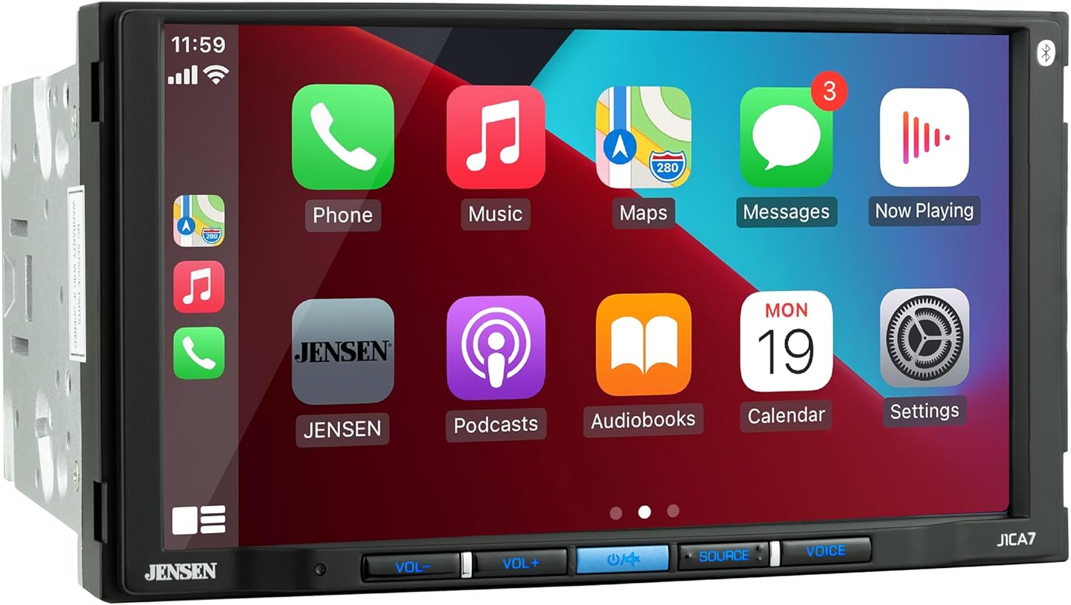 JENSEN J1CA7 7-inch Certified Apple CarPlay Android Auto | Double DIN Touchscreen Car Stereo Radio | Bluetooth Hands Free Calling & Music Streaming | Backup Camera Input | USB Playback & Charging