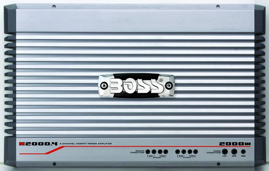 BOSS Audio Systems ONYX N2000.4 2000 Watts 4-Channel Mosfet Power Amplifier with Remote Subwoofer Level Control