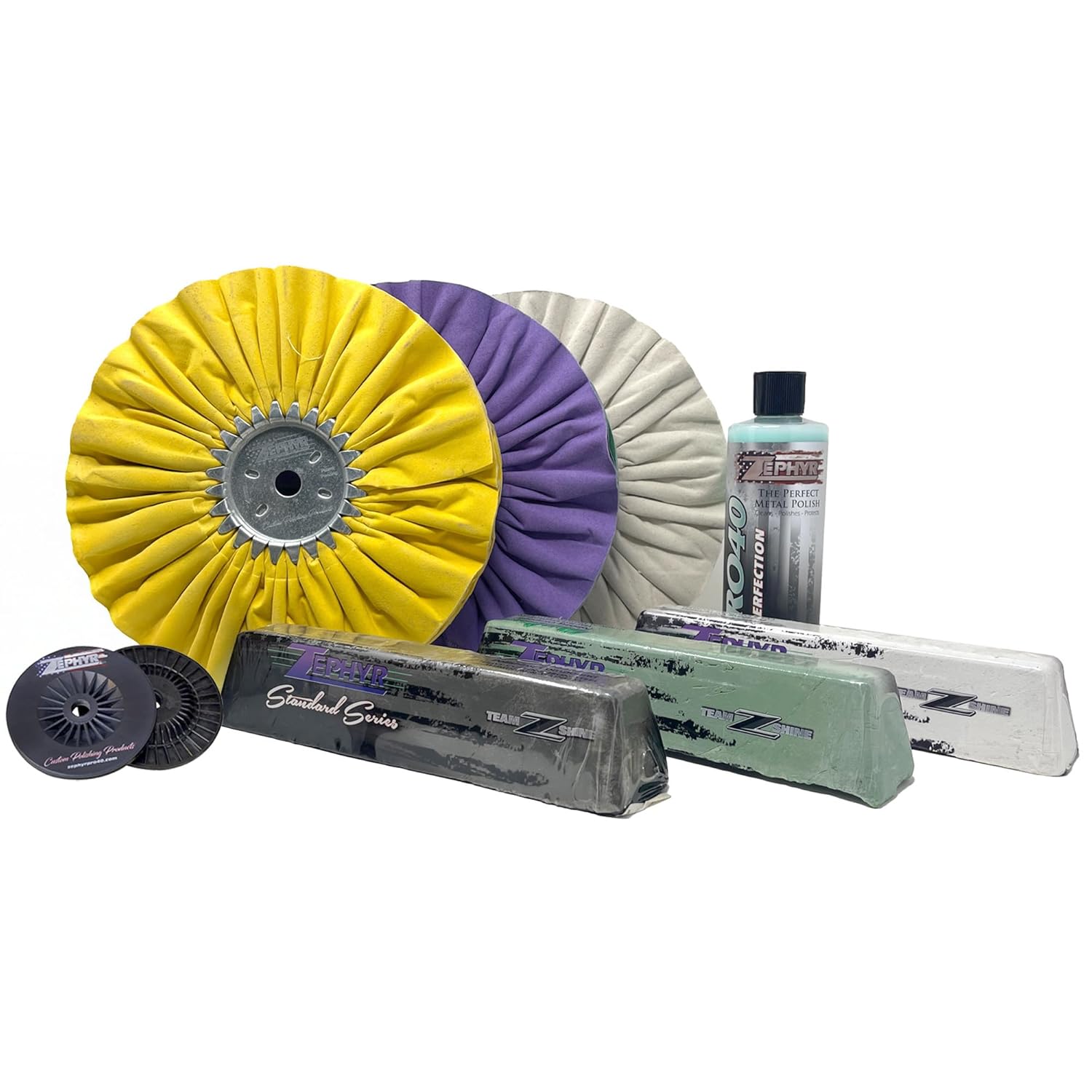 Zephyr - Stainless Steel Polishing Kit with Buffing Wheels, Polishing Compounds & Metal Polish - for Deck Plates, Air Breathers, Stainless Trim, Flatwork, & More
