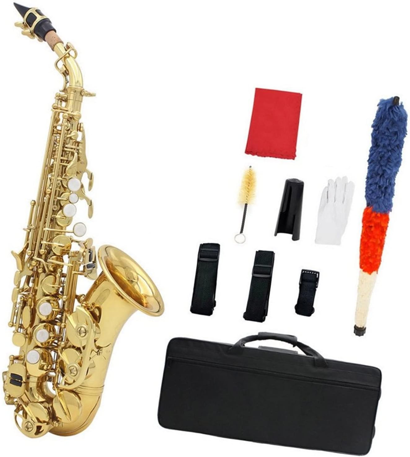 Brass Golden Carve Pattern Bb Saxophone Sax Pearl White Shell Buttons Wind Instrument with Case