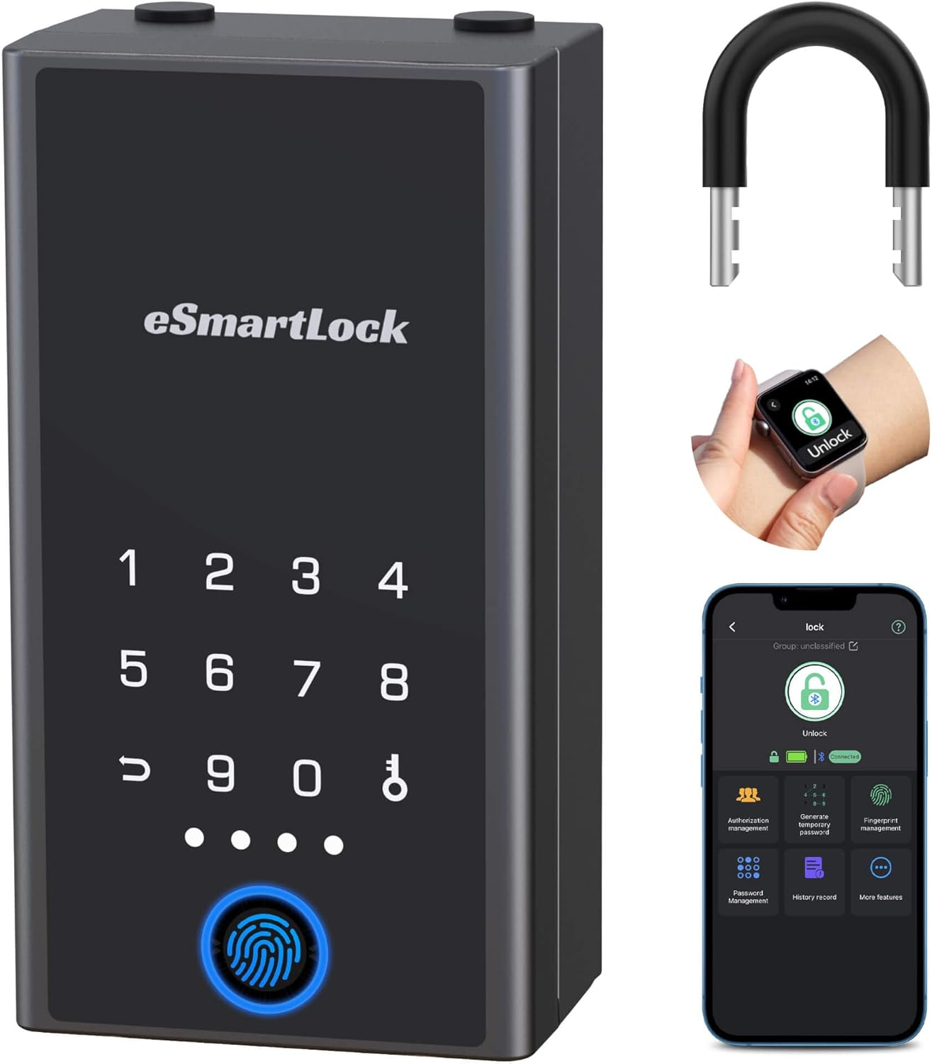 Anweller Lock Box for Keys with Code, Fingerprint Smart Bluetooth Key Hider, Outdoor Waterproof Combination Lockbox for Realtor, Hosts, Keys Safe Storage, Hide a Key, Wall Mount & Door Hanging