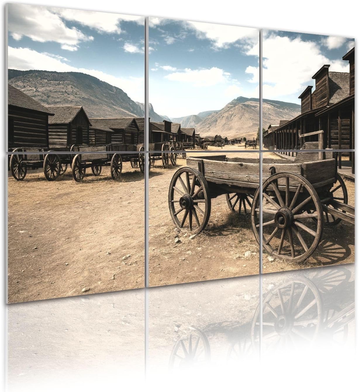 6 Pack Art Acoustic Panels Self Adhesive Wild West Town Decorative Soundproof Wall Panels Sound Absorbing Panel 48