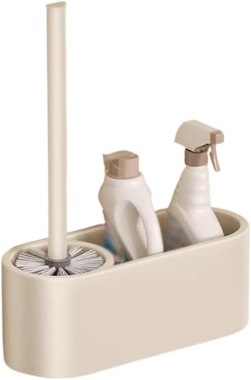 Toilet Brush Rounded Plastic Brush Head Toilet Brush Metals Toilet Brush, with Quick Drying Loo Brush Shelf for Bathroom, Base Flooring or Wall Mounted Deep Cleaning