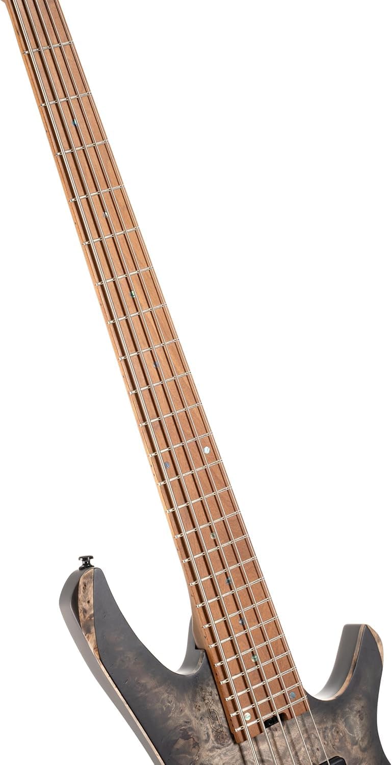 Cort Space 5 Headless 5-String Electric Bass Guitar Bundle with Gig Bag, MXR Instrument Cable and Dunlop Pick Pack (Star Dust Black)