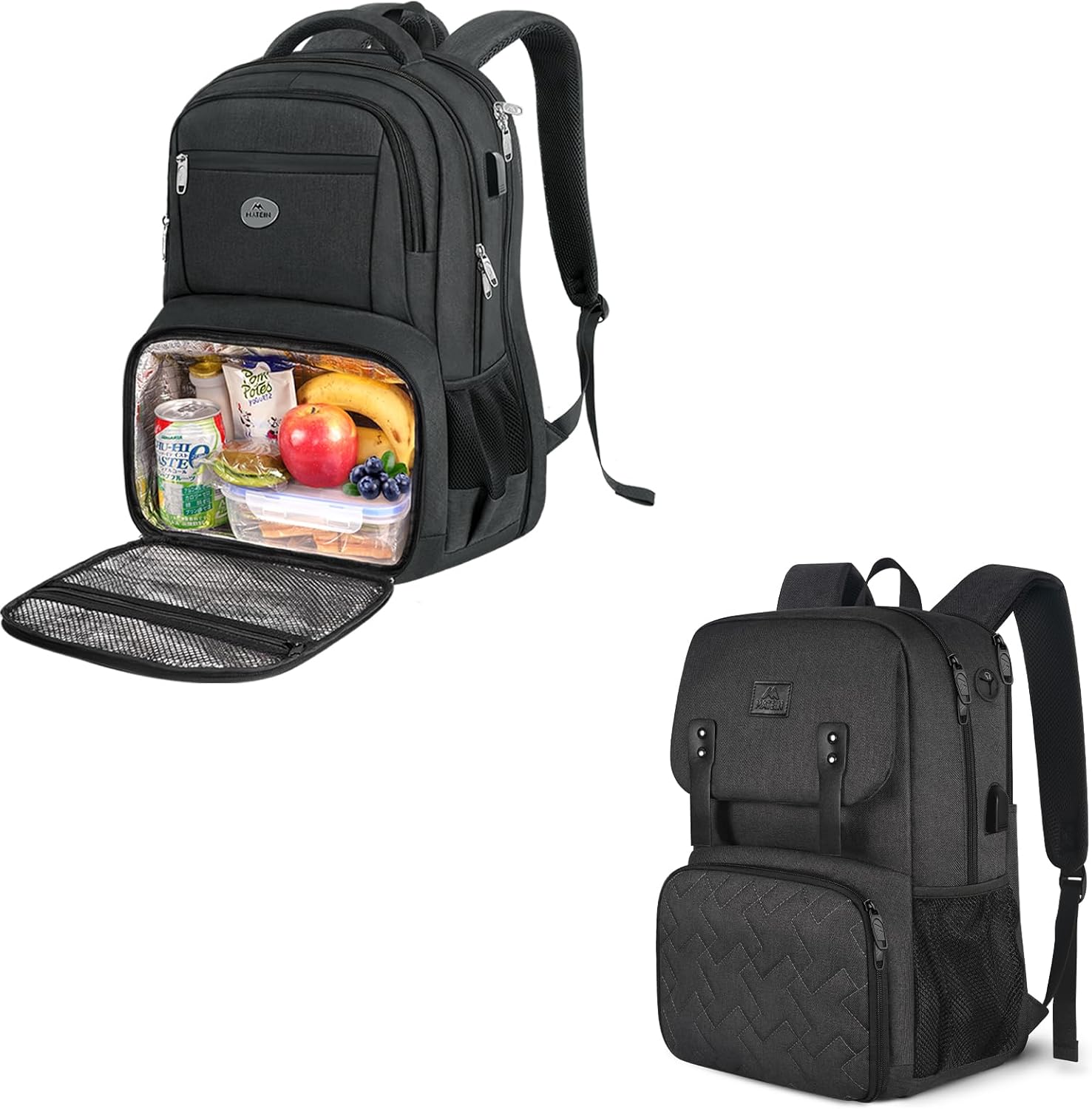 MATEIN 17 Inch Laptop Backpack, TSA Large Travel Back Pack with Lunch Box, Lunch Backpack for Women, Insulated Cooler Work Business Bag with USB Charging Port Waterproof Computer Bag Lunchbox Daypack