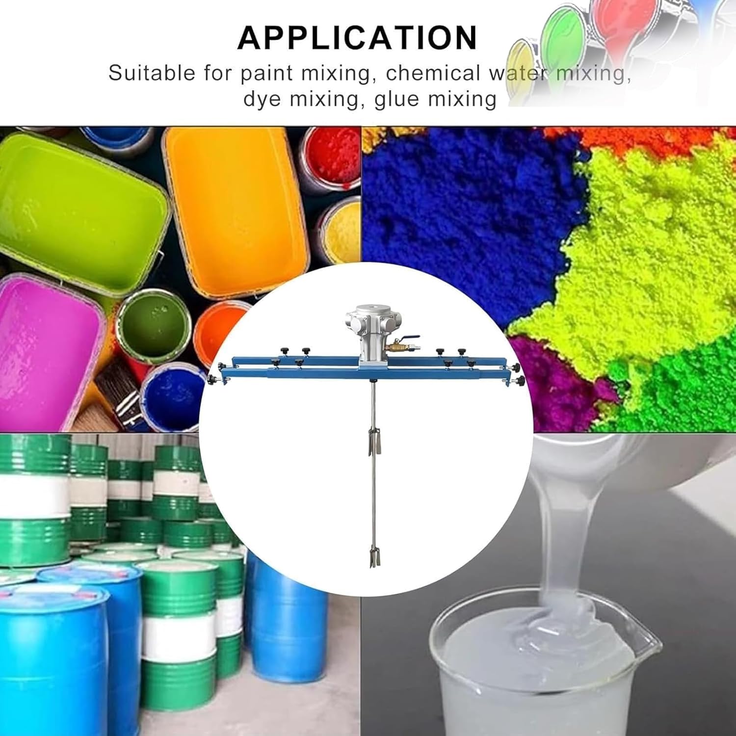 IBC Air Agitator, 265 Gallon Pneumatic Paint Mixer, Folding Propeller, Bracket Mixer, Paint Stirring Machine Mix Tool, Special for IBC Ton Barrels, with Support Hanger