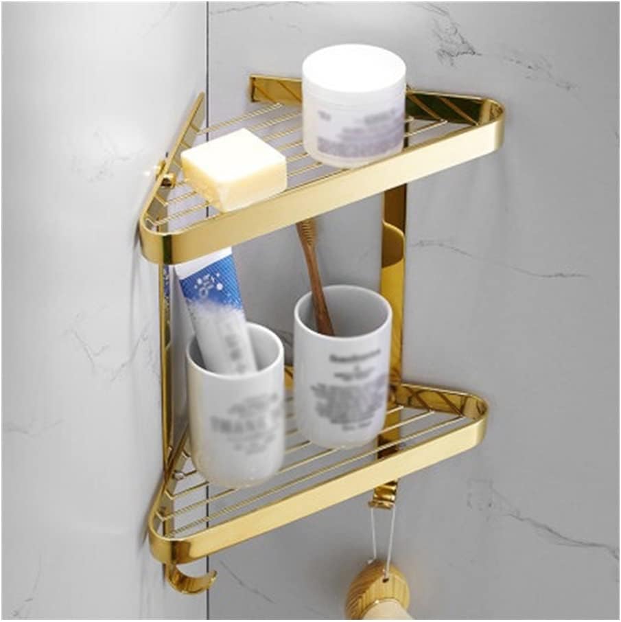Shower Caddy Brushed Gold Bathroom Shelves, Metal Shower Corner Shelf, Wall Mount Shampoo Storage Shelf Rack, Bathroom Basket Holder Bathroom Organizer (Color : DG20-0754K-2)