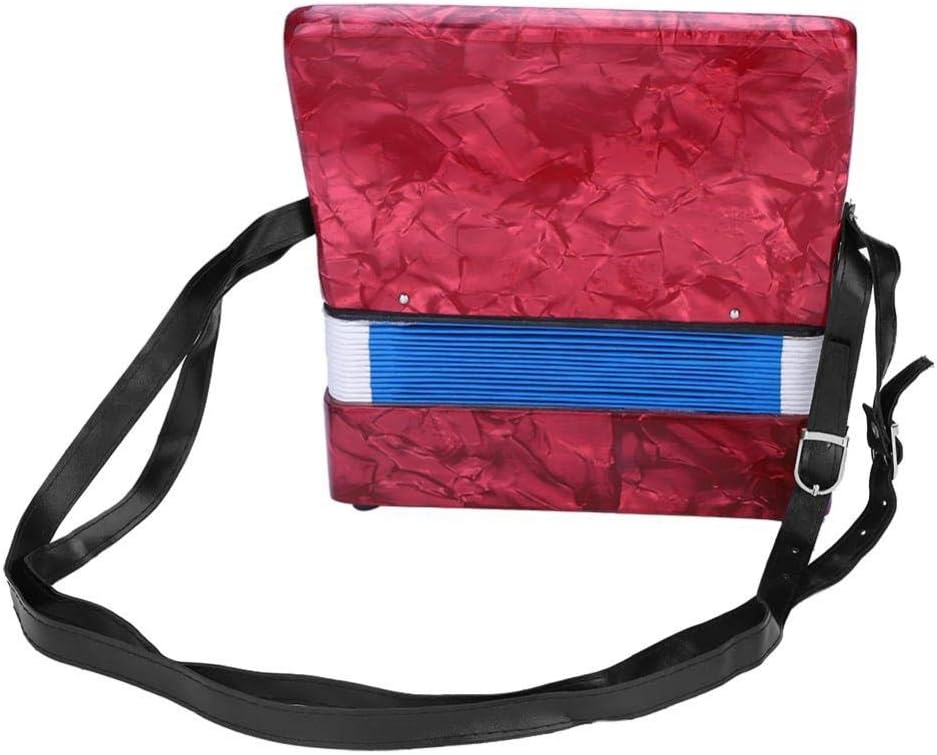 JOEBO Piano Accordion, 17 Key 8 Bass Button Hand Piano Accordion Lightweight Concertina Educational Music Instrument with Manual, for Solo and Ensemble Beginners Students Kid (Red)