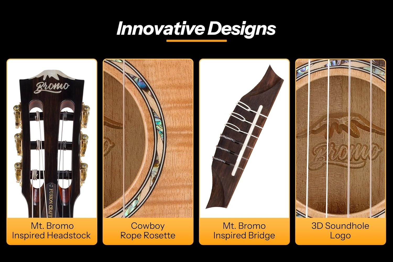 Bromo BEN2C Electric Nylon String Guitar, Thinline Fully Chambered Semi-Hollow Body Slim Neck Dual Pickup Stage Live Performance Fusion Classical Guitar with Hard Case (Natural)