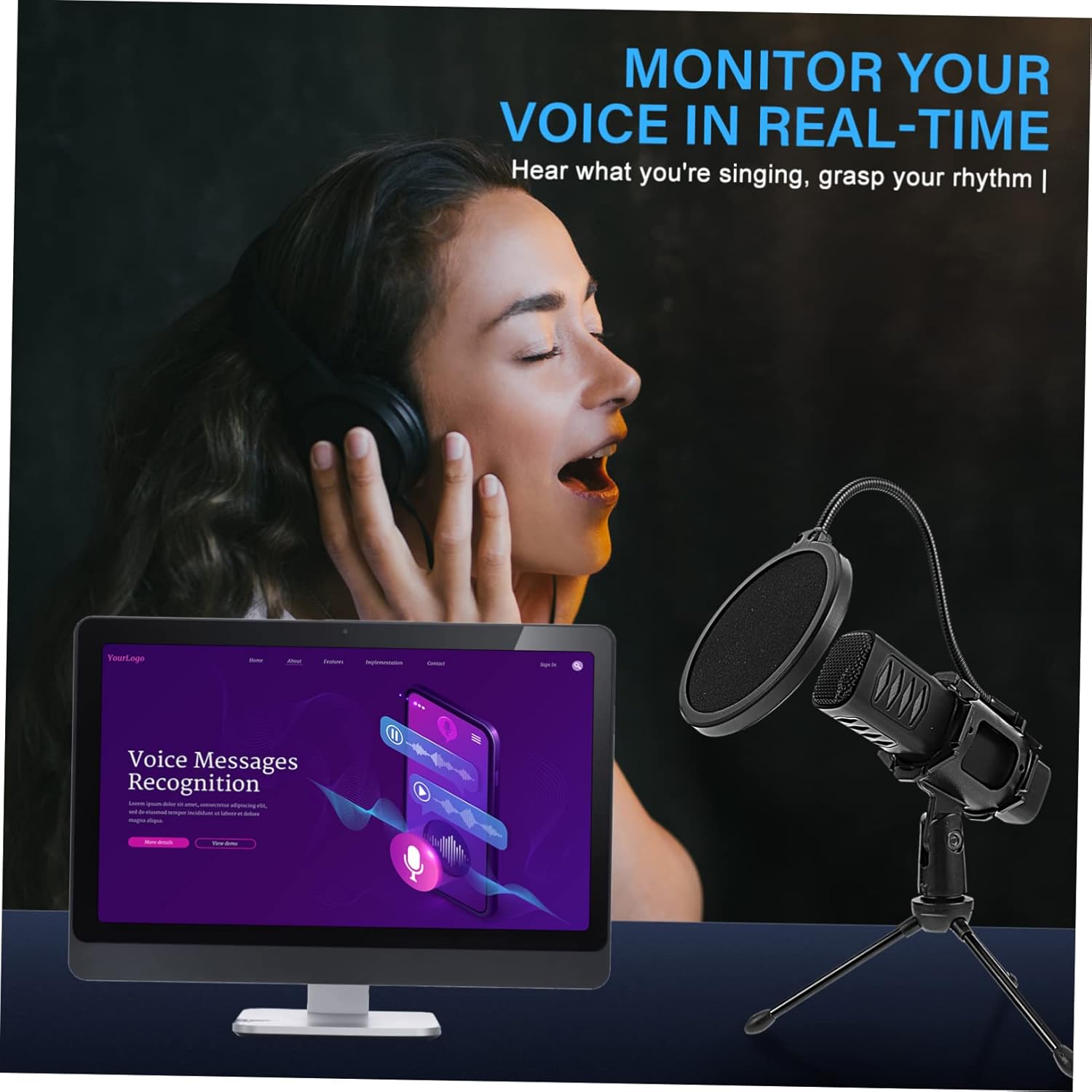 TiStm 1 Set Desktop Computer Gaming Notebook Video for Recording Phone Live Type-c with USB Capacitor Condenser Cardioid Kit Mic Singing Studio Stands (Color : Blackx3pcs, Size : 20X18X7.5CMx3pcs)