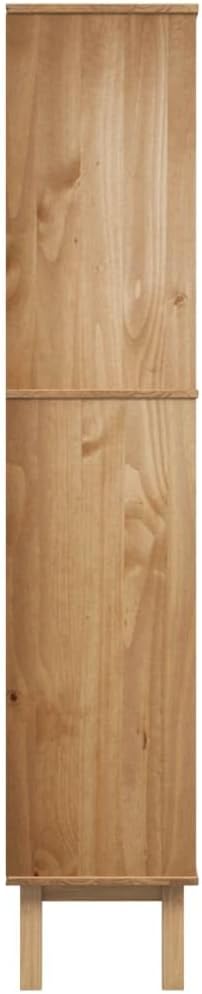 Scandinavian Bookcase Brown and Gray Solid Pine Wood, Engineered Wood, 3-Shelf, 2-Drawer, Wall-Mounted Display Shelf for Living Room, Study, Office Home Office Furniture