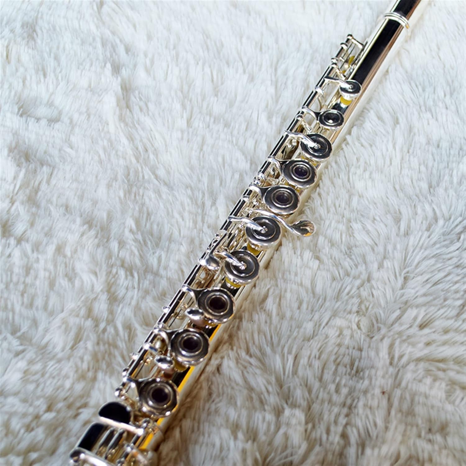TSTS Flutes Musical Instrument 17-Hole C-Tone Silver-Plated Open-Hole in-line Flute Beginner Flute Wind Instrument